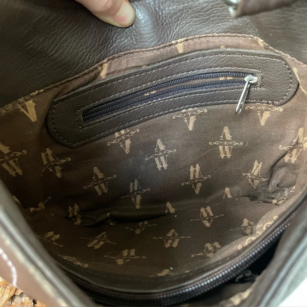 American West vintage tooled Leather Shoulder Bag - Pink and brown Floral - Picture 8 of 8